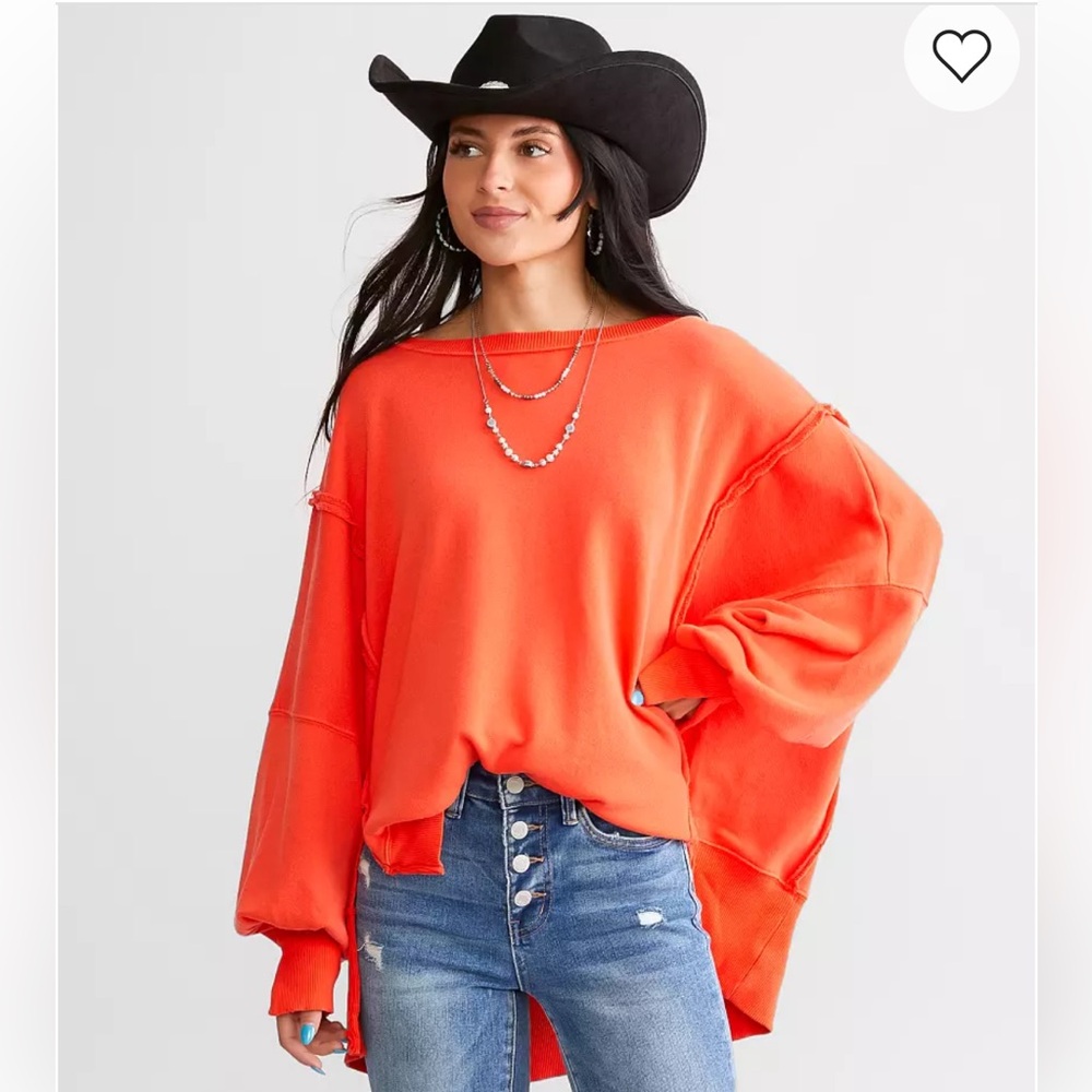 Free People We The Free Camden Oversized Sweatshirt in Scarlet Sun Size Large
